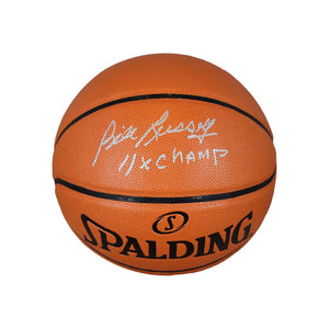 Autographed NBA Replica Basketball – Silver “Bill Russell, 11X Champ”